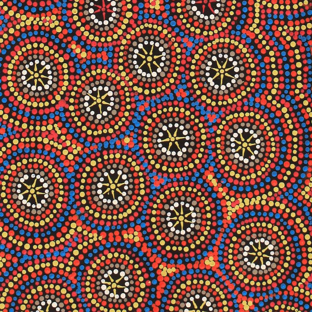 Aboriginal Artwork by Samara Napaljarri Dickson, Watiya-warnu Jukurrpa (Seed Dreaming), 107x30cm