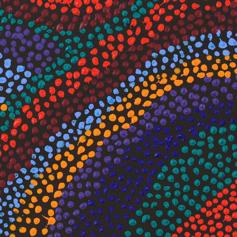 Aboriginal Artwork by Samuel Jampijinpa Collins, Ngapa Jukurrpa (Water Dreaming) - Puyurru, 30x30cm