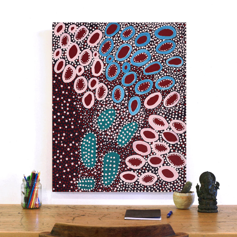 Aboriginal Artwork by Samuel Jampijinpa Collins, Yankirri Jukurrpa (Emu Dreaming), 76x61cm