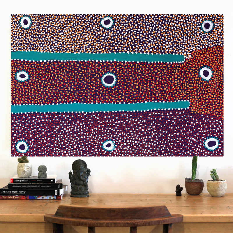 Aboriginal Artwork by Samuel Jampijinpa Collins, Yankirri Jukurrpa (Emu Dreaming), 91x61cm