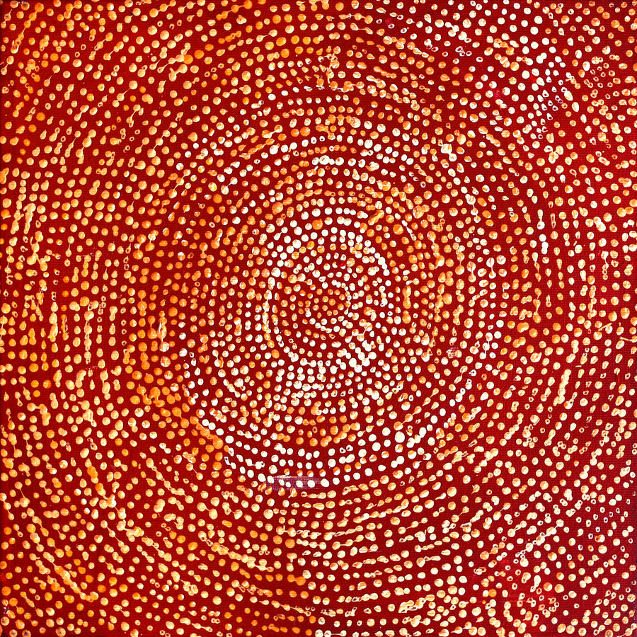 Aboriginal Artwork by Sarah Napurrurla Leo, Ngapa Jukurrpa (Water Dreaming), 30x30cm