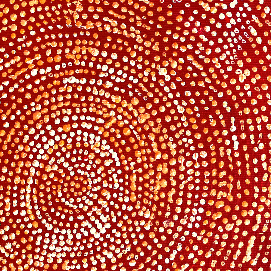 Aboriginal Artwork by Sarah Napurrurla Leo, Ngapa Jukurrpa (Water Dreaming), 30x30cm
