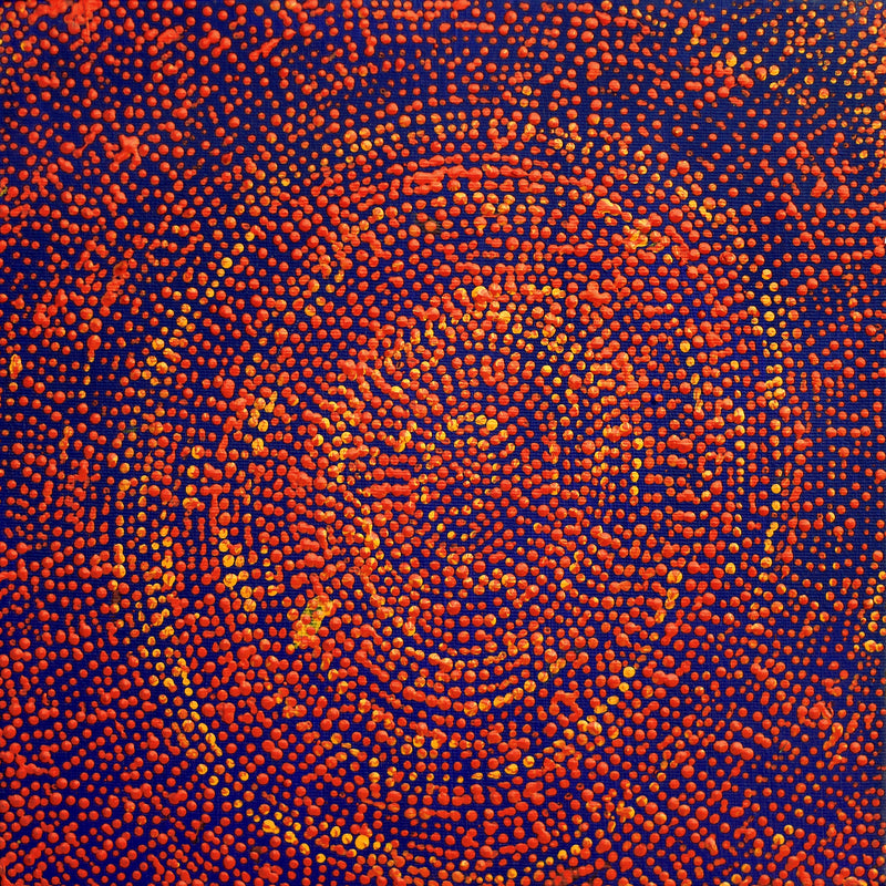 Aboriginal Artwork by Sarah Napurrurla Leo, Ngapa Jukurrpa (Water Dreaming), 30x30cm