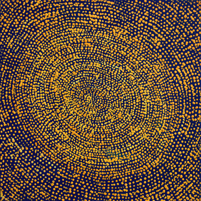 Aboriginal Artwork by Sarah Napurrurla Leo, Ngapa Jukurrpa (Water Dreaming), 30x30cm