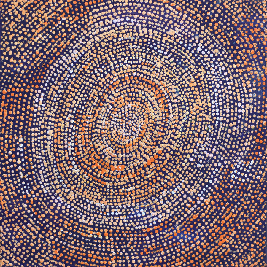 Aboriginal Artwork by Sarah Napurrurla Leo, Ngapa Jukurrpa (Water Dreaming), 30x30cm