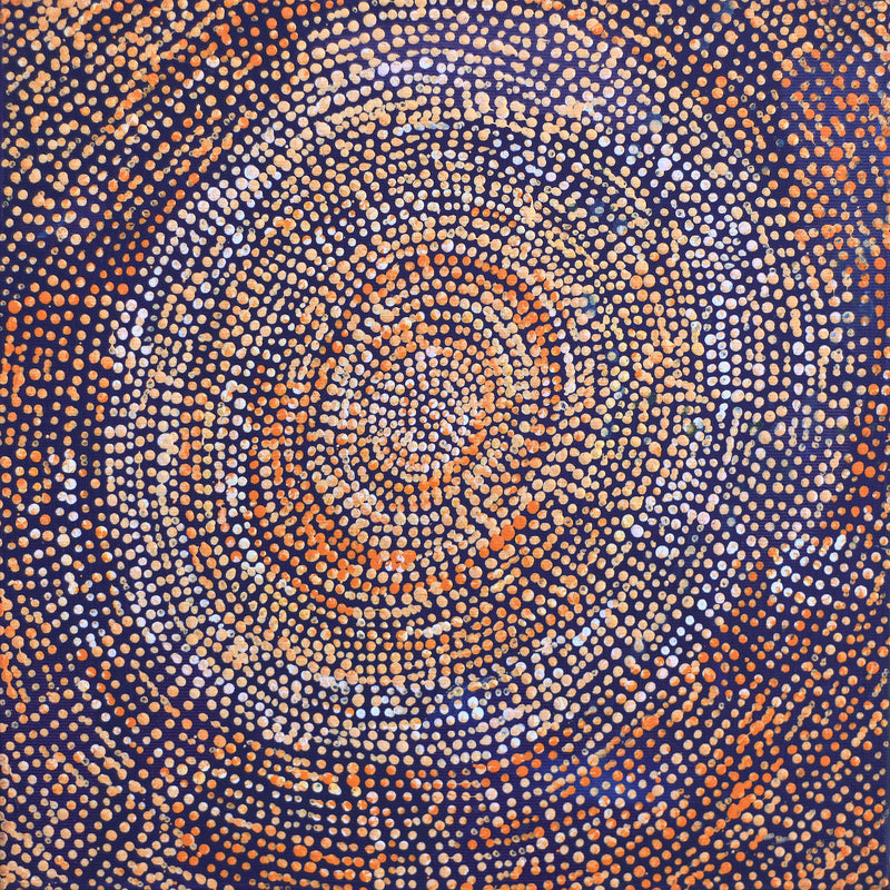Aboriginal Artwork by Sarah Napurrurla Leo, Ngapa Jukurrpa (Water Dreaming), 30x30cm