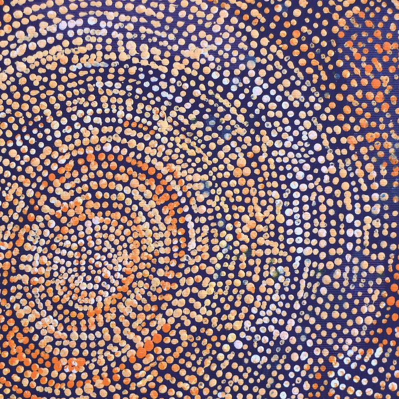Aboriginal Artwork by Sarah Napurrurla Leo, Ngapa Jukurrpa (Water Dreaming), 30x30cm