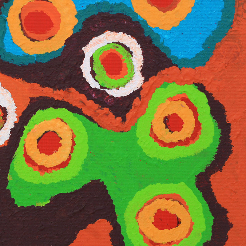 Aboriginal Artwork by Saraeva Napangardi Marshall, Mina Mina Jukurrpa (Mina Mina Dreaming) - Ngalyipi, 30x30cm
