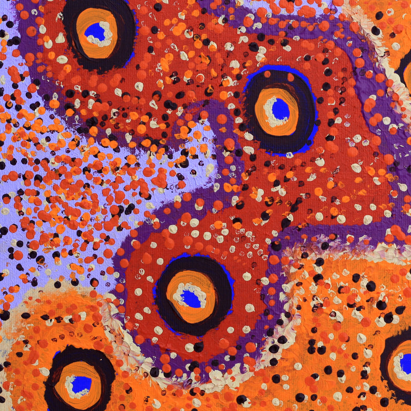 Aboriginal Artwork by Saraeva Napangardi Marshall, Mina Mina Jukurrpa - Ngalyipi, 30x30cm