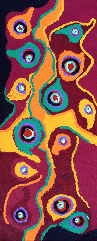 Aboriginal Artwork by Saraeva Napangardi Marshall, Mina Mina Dreaming - Ngalyipi, 76x30cm