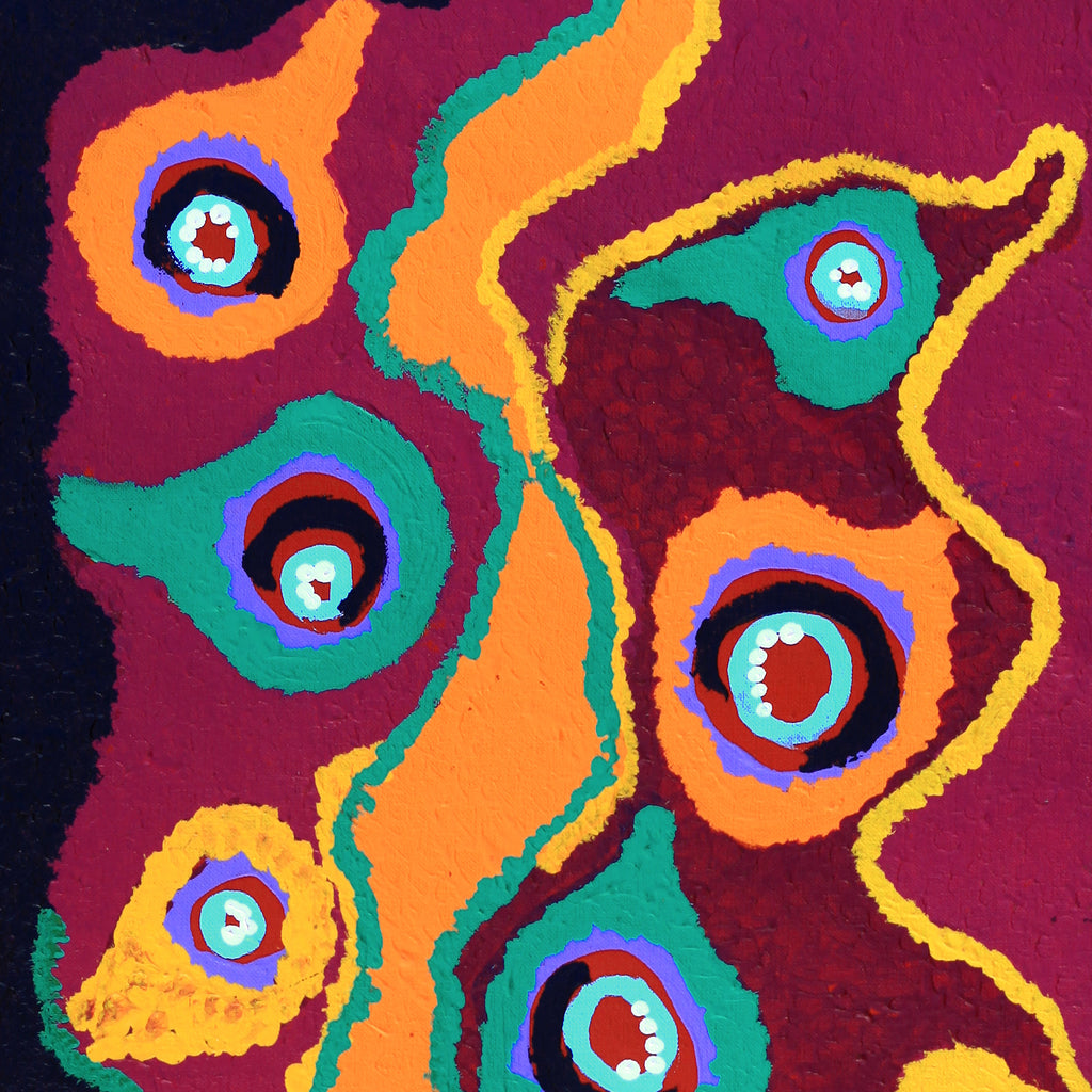 Aboriginal Artwork by Saraeva Napangardi Marshall, Mina Mina Dreaming - Ngalyipi, 76x30cm