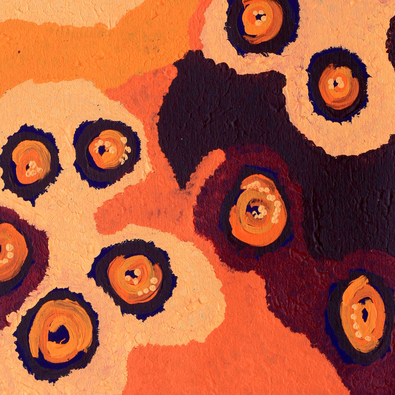 Aboriginal Artwork by Saraeva Napangardi Marshall, Mina Mina Dreaming - Ngalyipi, 46x46cm