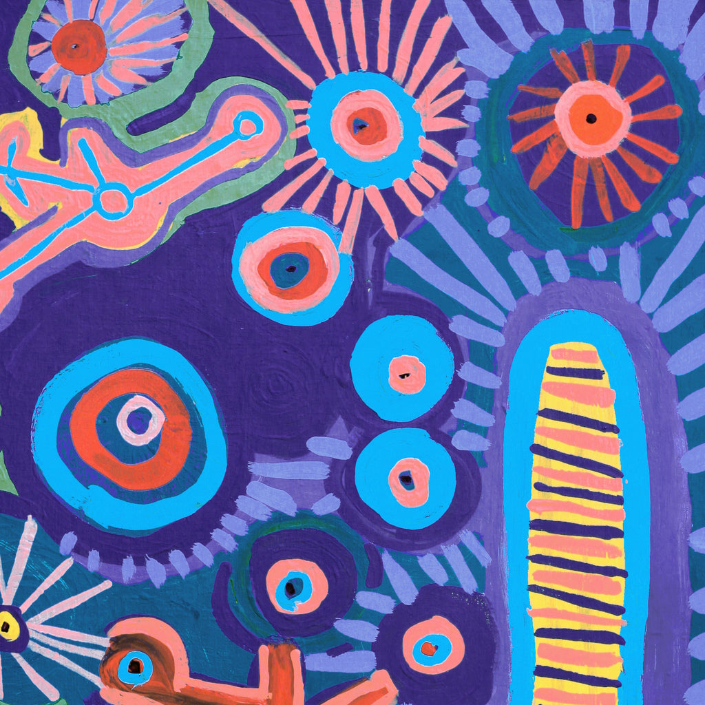 Aboriginal Artwork by Saraeva Napangardi Marshall, Mina Mina Dreaming - Ngalyipi, 91x61cm
