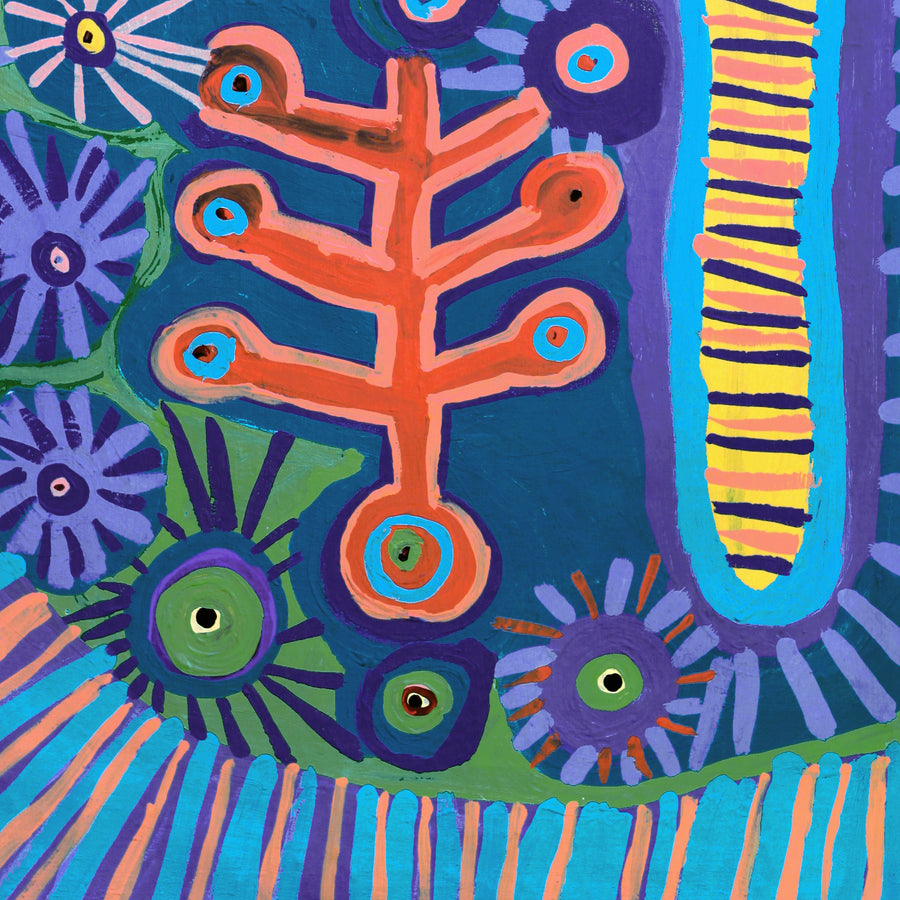 Aboriginal Artwork by Saraeva Napangardi Marshall, Mina Mina Dreaming - Ngalyipi, 91x61cm