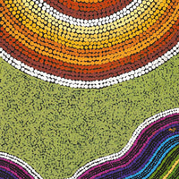Aboriginal Artwork by Sarah-Jane Nampijinpa Singleton, Yankirri Jukurrpa (Emu Dreaming) - Ngarlikirlangu, 152x30cm