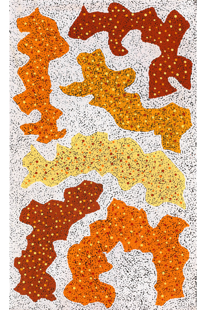 Aboriginal Artwork by Sarah-Jane Nampijinpa Singleton, Yankirri Jukurrpa (Emu Dreaming) - Ngarlikirlangu, 76x46cm