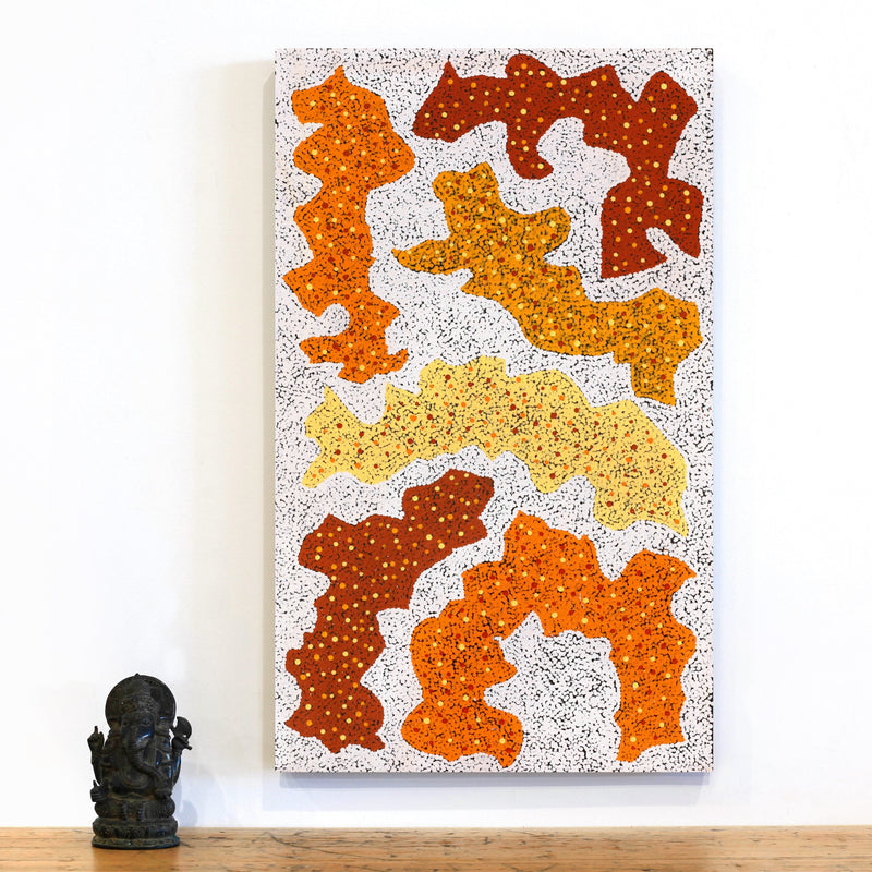 Aboriginal Artwork by Sarah-Jane Nampijinpa Singleton, Yankirri Jukurrpa (Emu Dreaming) - Ngarlikirlangu, 76x46cm