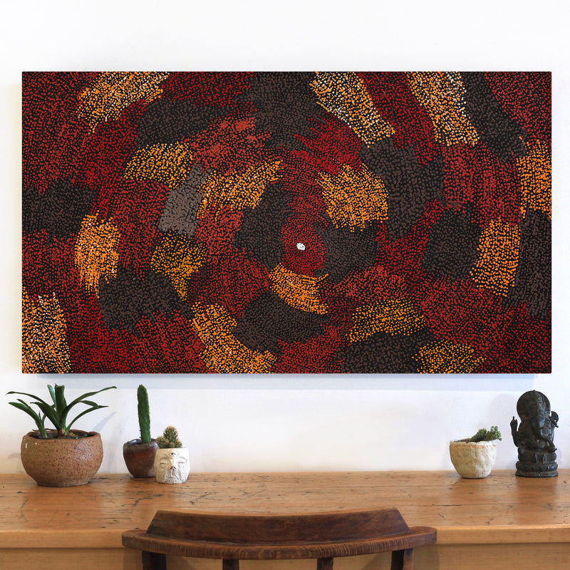 Aboriginal Artwork by Sarah Napurrurla Leo, Ngapa Jukurrpa (Water Dreaming) - Puyurru, 107x61cm