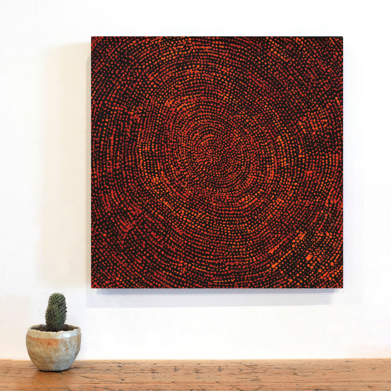 Aboriginal Artwork by Sarah Napurrurla Leo, Ngapa Jukurrpa (Water Dreaming) - Puyurru, 46x46xcm