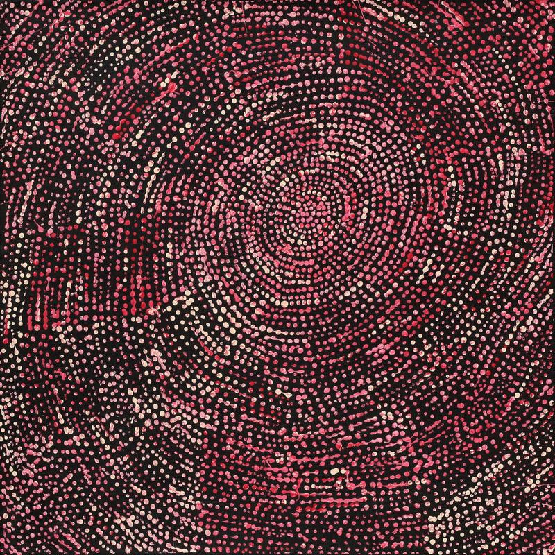 Aboriginal Artwork by Sarah Napurrurla Leo, Ngapa Jukurrpa (Water Dreaming) - Puyurru, 46x46xcm