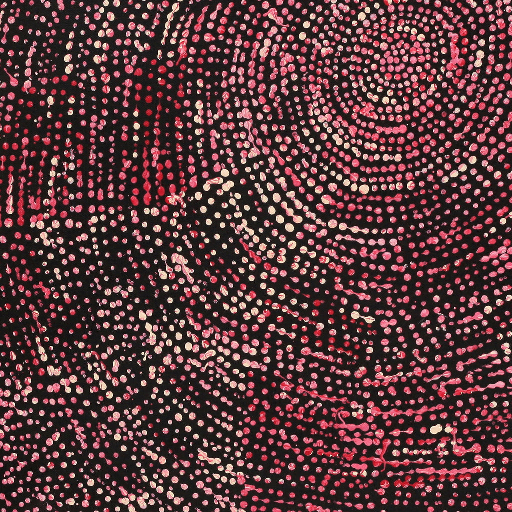 Aboriginal Artwork by Sarah Napurrurla Leo, Ngapa Jukurrpa (Water Dreaming) - Puyurru, 46x46xcm