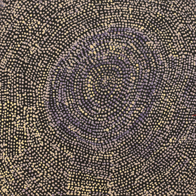 Aboriginal Artwork by Sarah Napurrurla Leo, Ngapa Jukurrpa (Water Dreaming) - Puyurru, 30x30cm