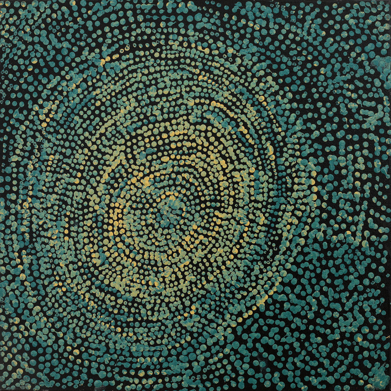 Aboriginal Artwork by Sarah Napurrurla Leo, Ngapa Jukurrpa (Water Dreaming) - Puyurru, 30x30cm
