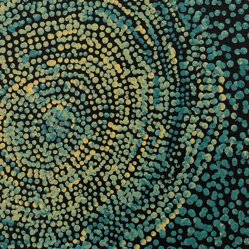 Aboriginal Artwork by Sarah Napurrurla Leo, Ngapa Jukurrpa (Water Dreaming) - Puyurru, 30x30cm