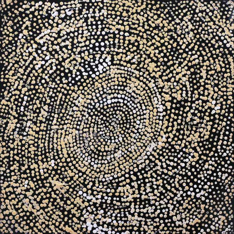 Aboriginal Artwork by Sarah Napurrurla Leo, Ngapa Jukurrpa (Water Dreaming) - Puyurru, 30x30cm