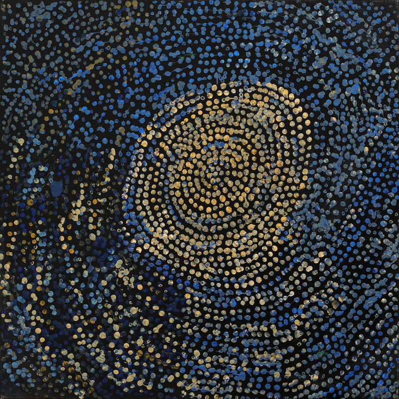 Aboriginal Artwork by Sarah Napurrurla Leo, Ngapa Jukurrpa (Water Dreaming) - Puyurru, 30x30cm