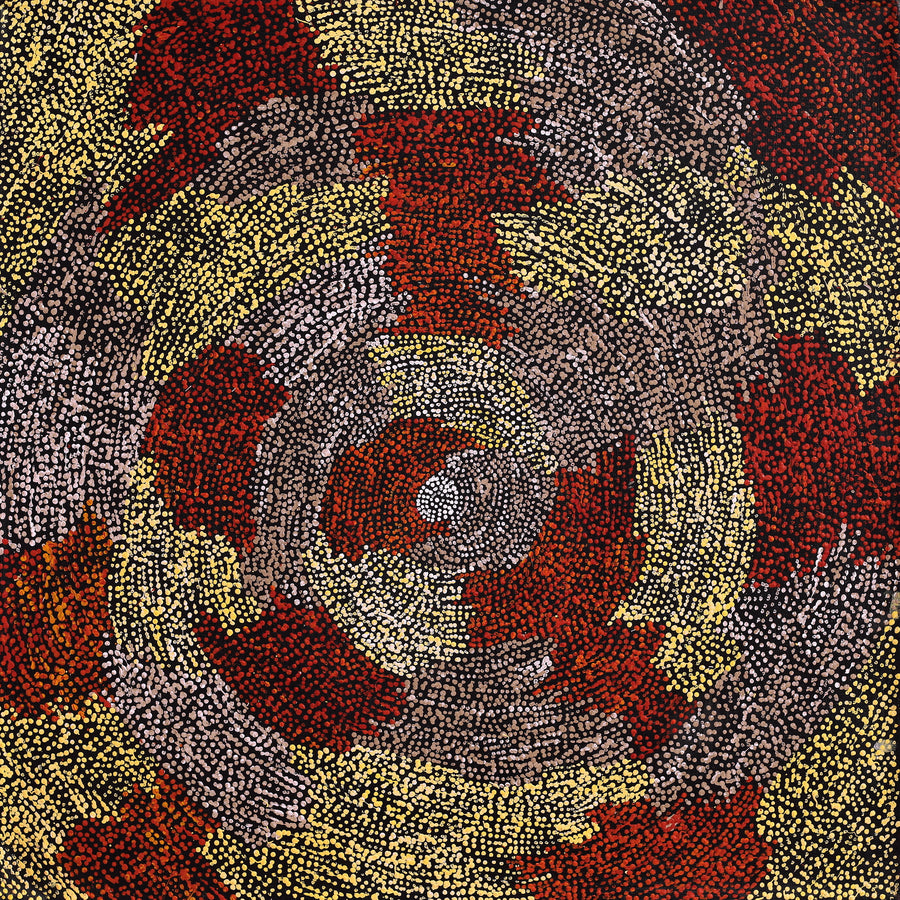 Aboriginal Artwork by Sarah Napurrurla Leo, Ngapa Jukurrpa (Water Dreaming) - Puyurru, 76x76cm