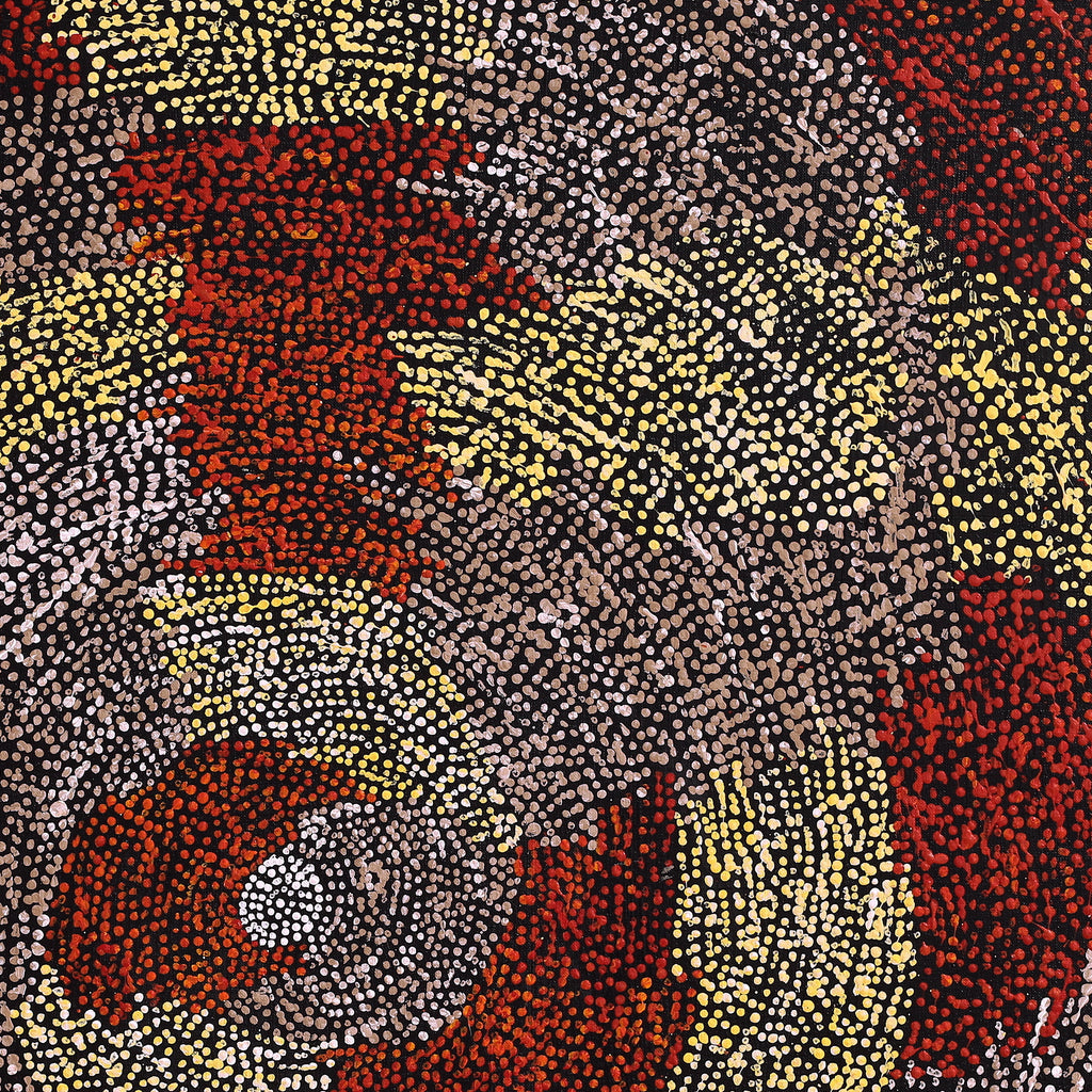 Aboriginal Artwork by Sarah Napurrurla Leo, Ngapa Jukurrpa (Water Dreaming) - Puyurru, 76x76cm