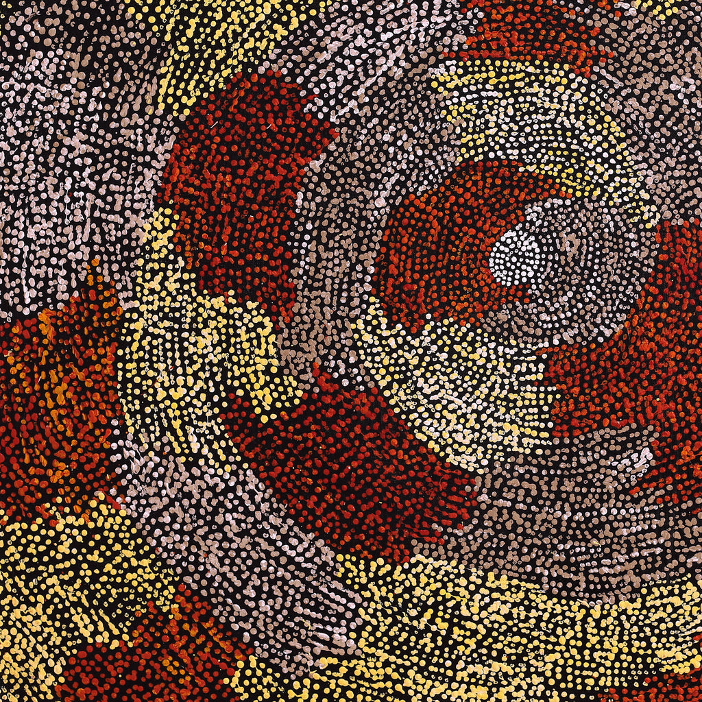 Aboriginal Artwork by Sarah Napurrurla Leo, Ngapa Jukurrpa (Water Dreaming) - Puyurru, 76x76cm