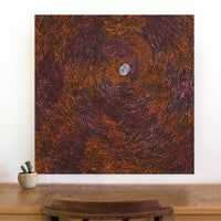 Aboriginal Artwork by Sarah Napurrurla Leo, Ngapa Jukurrpa (Water Dreaming) - Puyurru, 76x76cm