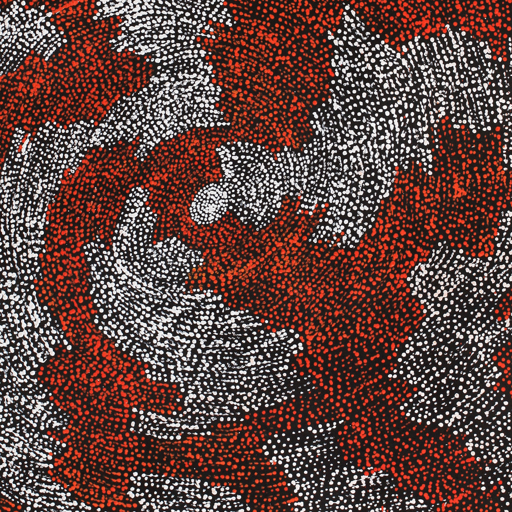 Aboriginal Art by Sarah Napurrurla Leo, Ngapa Jukurrpa (Water Dreaming) - Puyurru, 91x76cm - ART ARK®