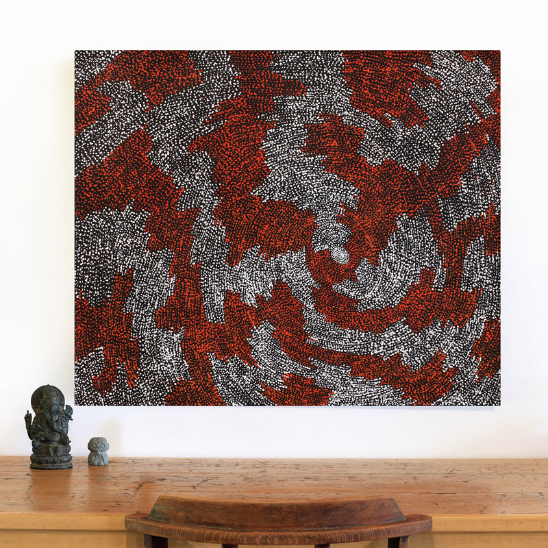 Aboriginal Artwork by Sarah Napurrurla Leo, Ngapa Jukurrpa (Water Dreaming) - Puyurru, 91x76cm