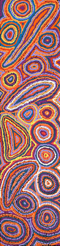 Aboriginal Artwork by Sarah Napaljarri Simms, Mina Mina Jukurrpa - Ngalyipi, 122x30cm
