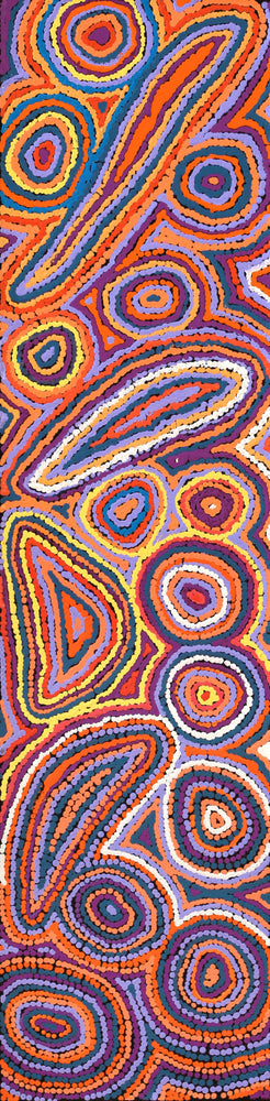 Aboriginal Artwork by Sarah Napaljarri Simms, Mina Mina Jukurrpa - Ngalyipi, 122x30cm