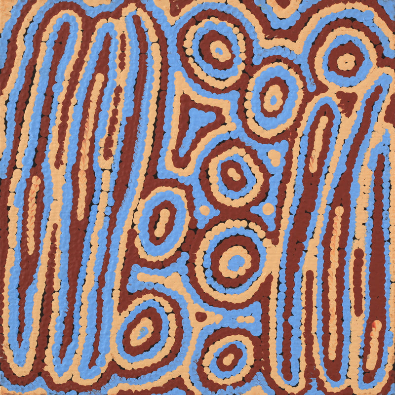 Aboriginal Artwork by Sarah Napaljarri Simms, Mina Mina Jukurrpa (Mina Mina Dreaming), 30x30cm