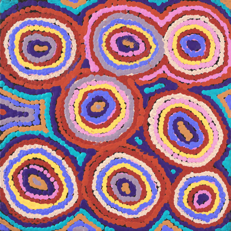 Aboriginal Artwork by Sarah Napaljarri Simms, Mina Mina Jukurrpa (Mina Mina Dreaming), 30x30cm