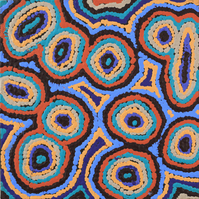 Aboriginal Artwork by Sarah Napaljarri Simms, Mina Mina Jukurrpa (Mina Mina Dreaming), 30x30cm