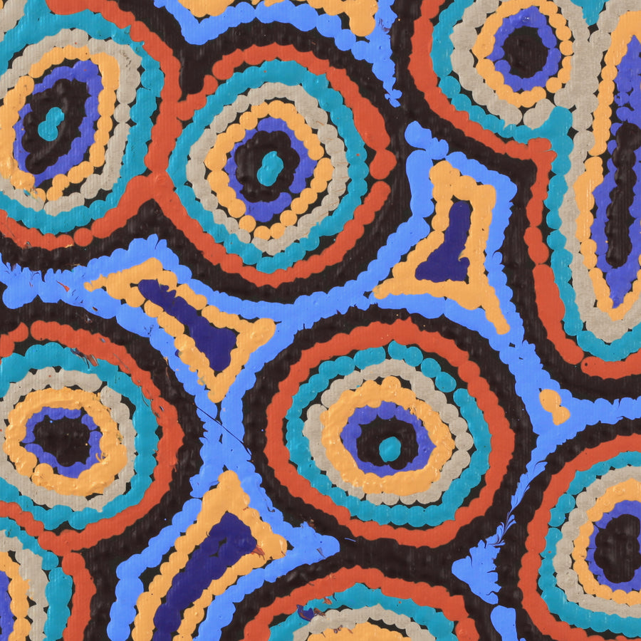 Aboriginal Artwork by Sarah Napaljarri Simms, Mina Mina Jukurrpa (Mina Mina Dreaming), 30x30cm