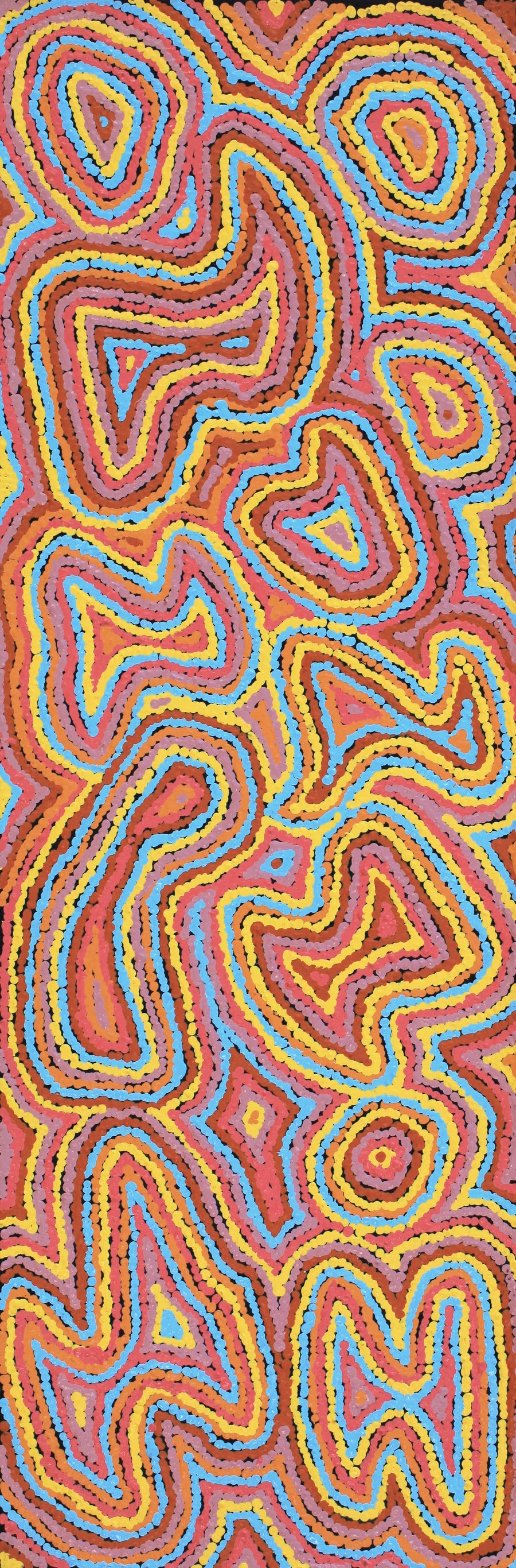 Aboriginal Artwork by Sarah Napaljarri Simms, Pikilyi Jukurrpa (Vaughan Springs Dreaming), 91x30cm