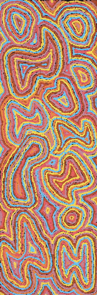 Aboriginal Artwork by Sarah Napaljarri Simms, Pikilyi Jukurrpa (Vaughan Springs Dreaming), 91x30cm