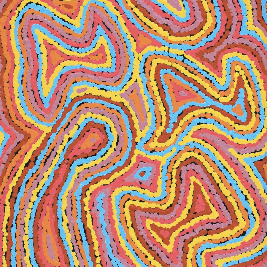 Aboriginal Artwork by Sarah Napaljarri Simms, Pikilyi Jukurrpa (Vaughan Springs Dreaming), 91x30cm