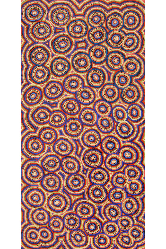 Aboriginal Artwork by Sarah Napaljarri Simms, Mina Mina Jukurrpa (Mina Mina Dreaming), 152x76cm