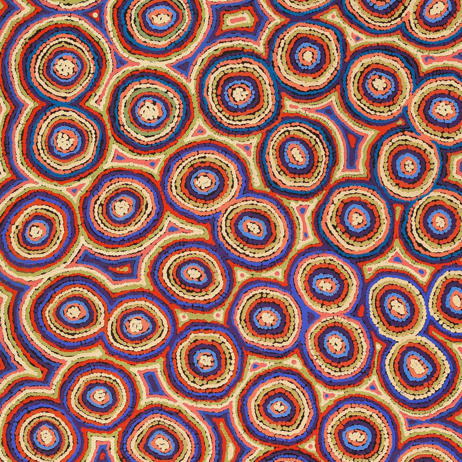 Aboriginal Artwork by Sarah Napaljarri Simms, Mina Mina Jukurrpa (Mina Mina Dreaming), 152x76cm