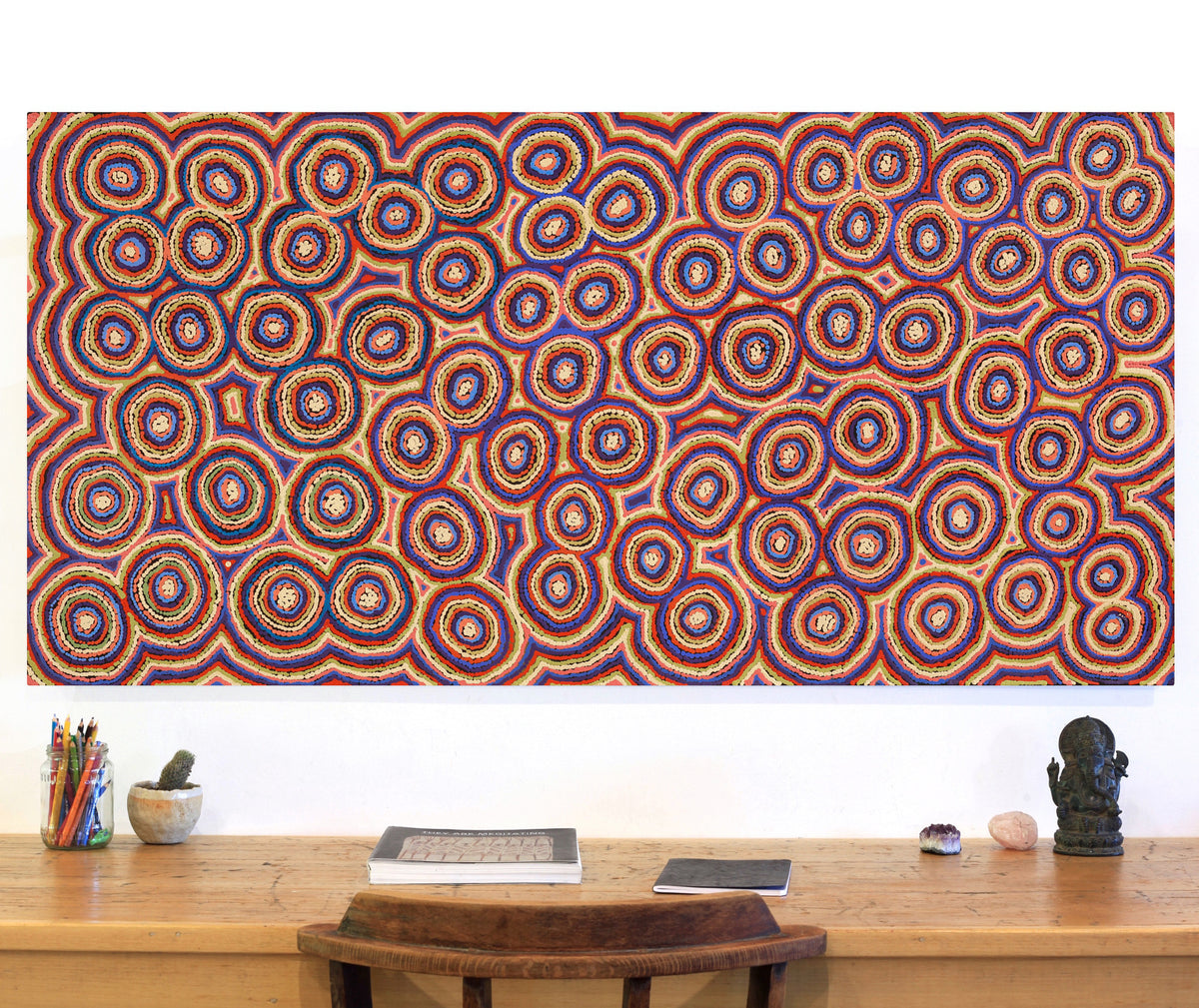 Aboriginal Art by Sarah Napaljarri Simms, Mina Mina Jukurrpa (Mina Mina Dreaming), 152x76cm - ART ARK®