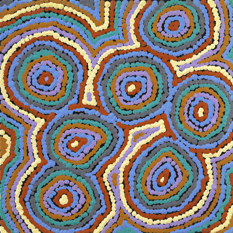 Aboriginal Artwork by Sarah Napaljarri Sims, Mina Mina Jukurrpa (Mina Mina Dreaming), 30x30cm