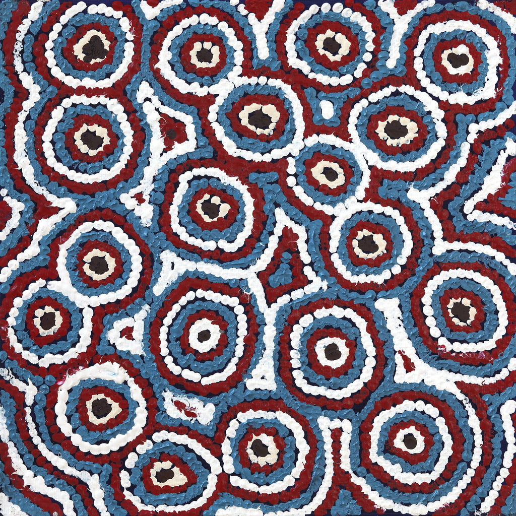 Aboriginal Artwork by Sarah Napaljarri Sims, Mina Mina Jukurrpa (Mina Mina Dreaming), 30x30cm